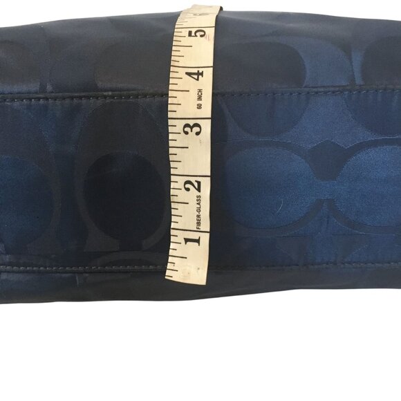 Coach Laura Signature Tote Navy Blue Textile & Patent Leather Large 12 X 12 - Picture 5 of 10